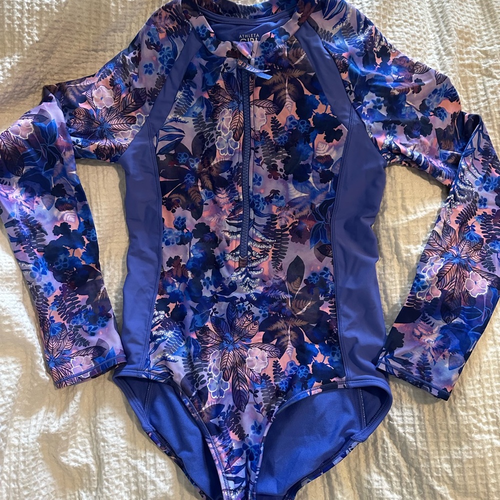 Athleta Girl Floral Long Sleeve Swimsuit